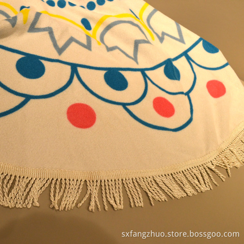 print towel fabric poncho with  tassel